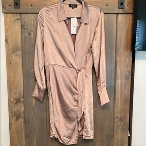 Adika Satin Wrap Dress in Blush
